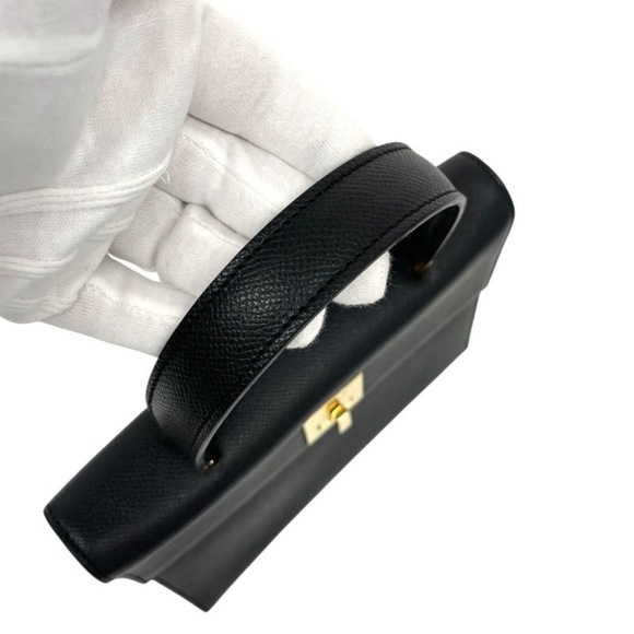 CELINE MC98 1 Top Handle Handbag, Women's, Black Leather, Turn Lock, Vintage - Picture 8 of 10